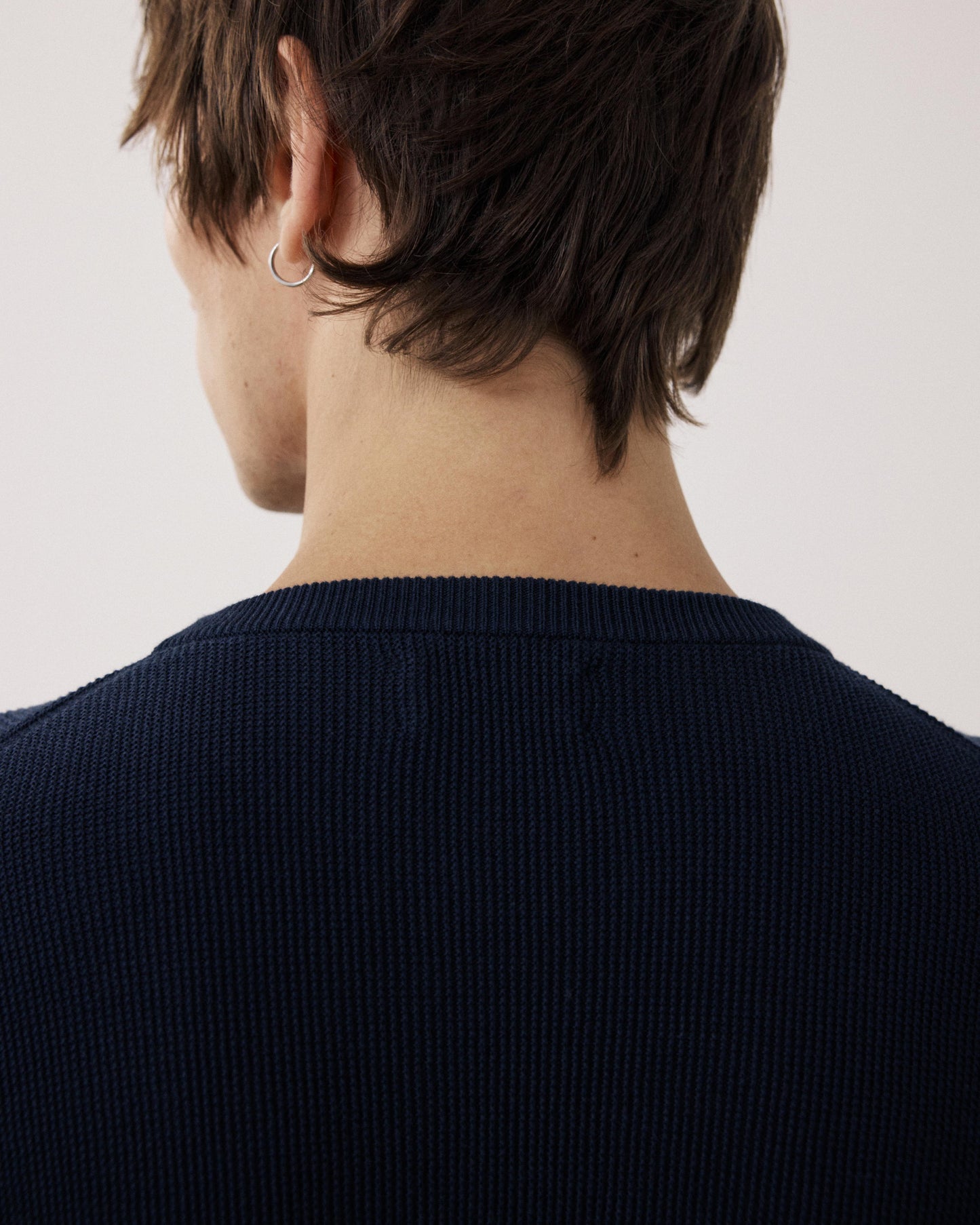 Pull Homme en Coton Piqué Bleu Nuit BFQ9315-02
