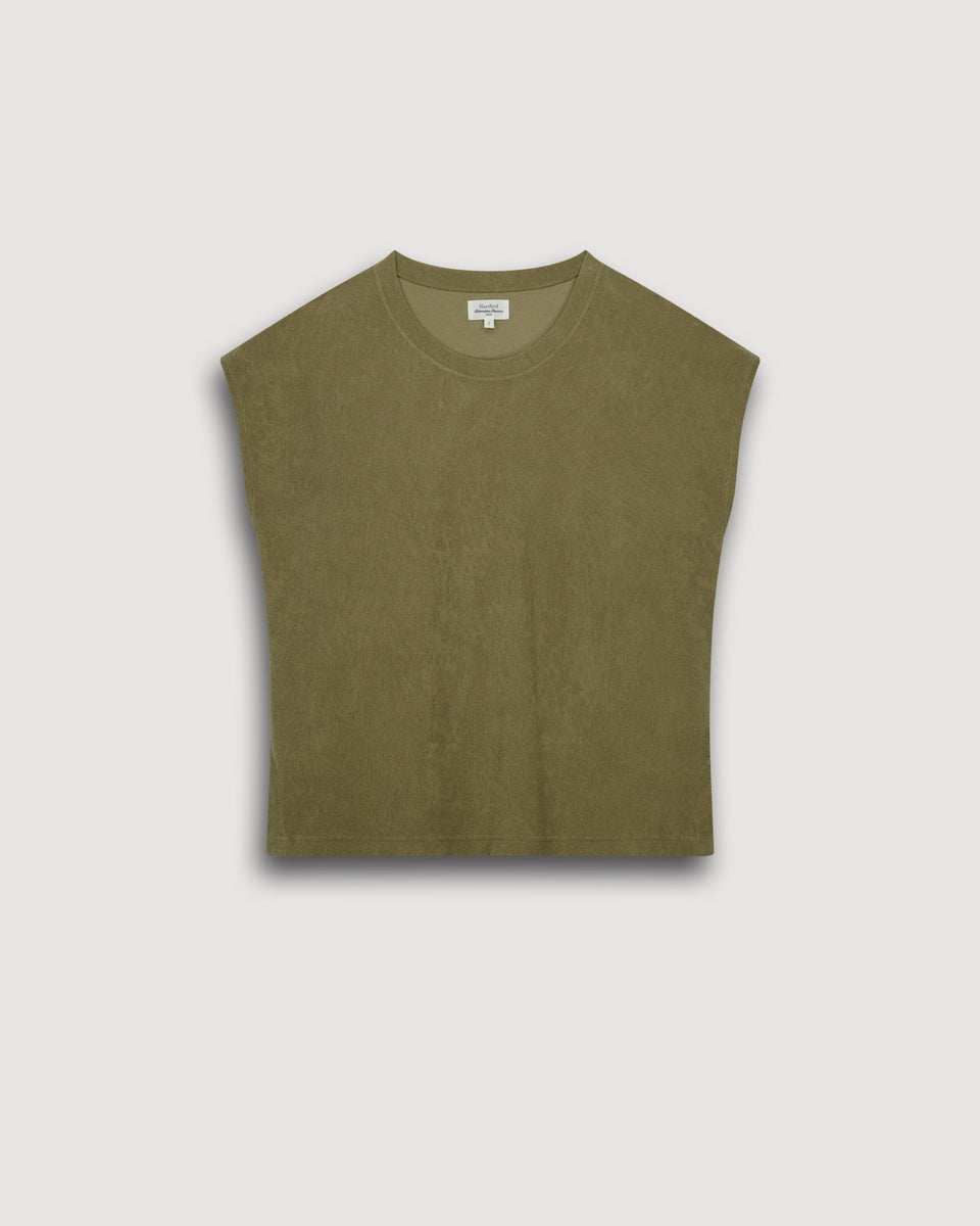 Camiseta de rizo verde para mujer Tebrody - Image 3