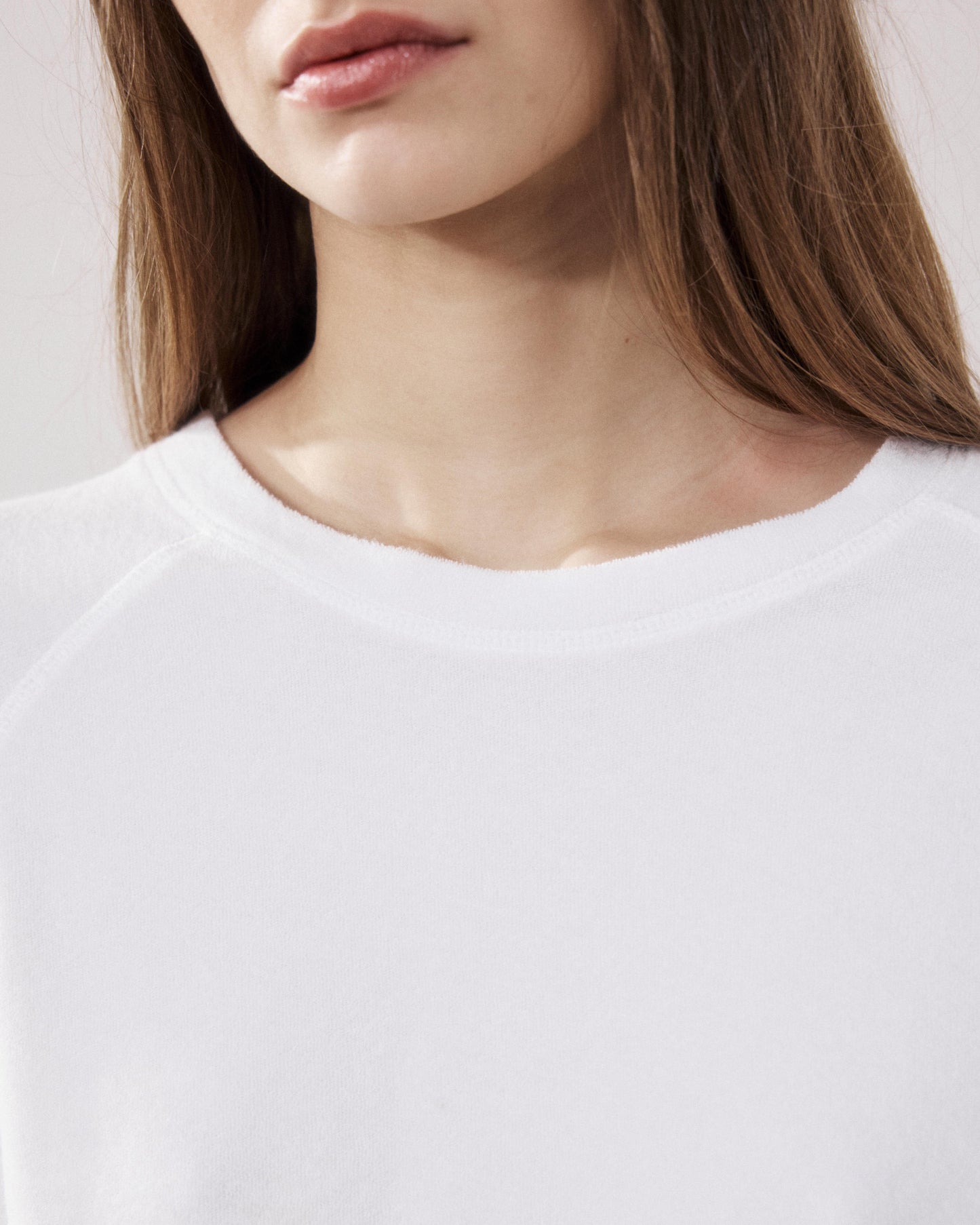 Sweatshirt Femme en Eponge Blanc Tahiry