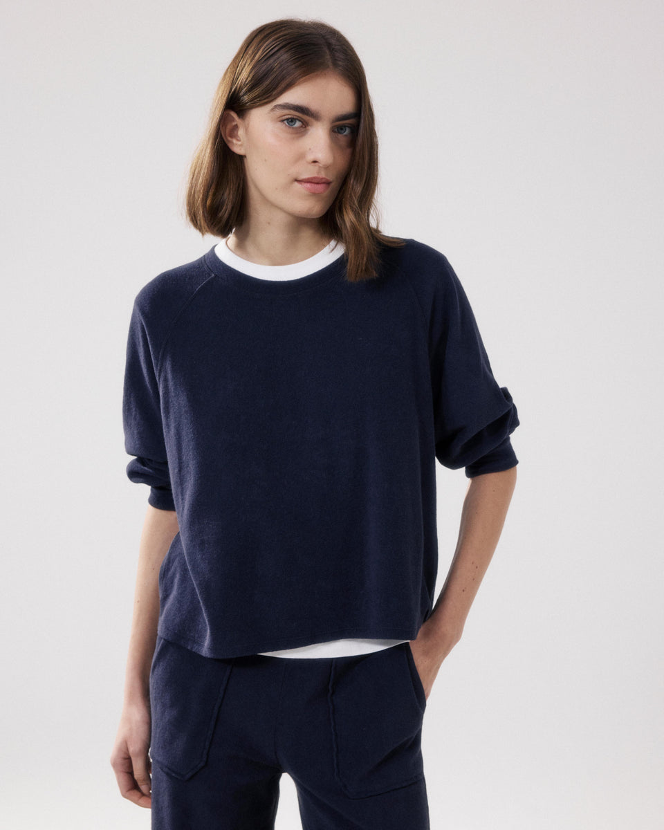 Sweatshirt Femme en Eponge Bleu Nuit Tahiry - Image principale