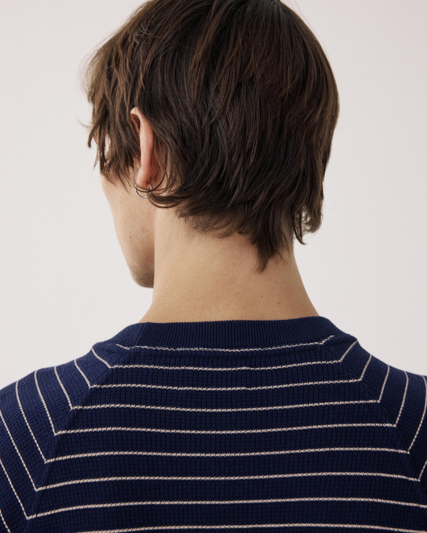 Pull Homme en Coton Gaufré Rayé Bleu BFR2316-01