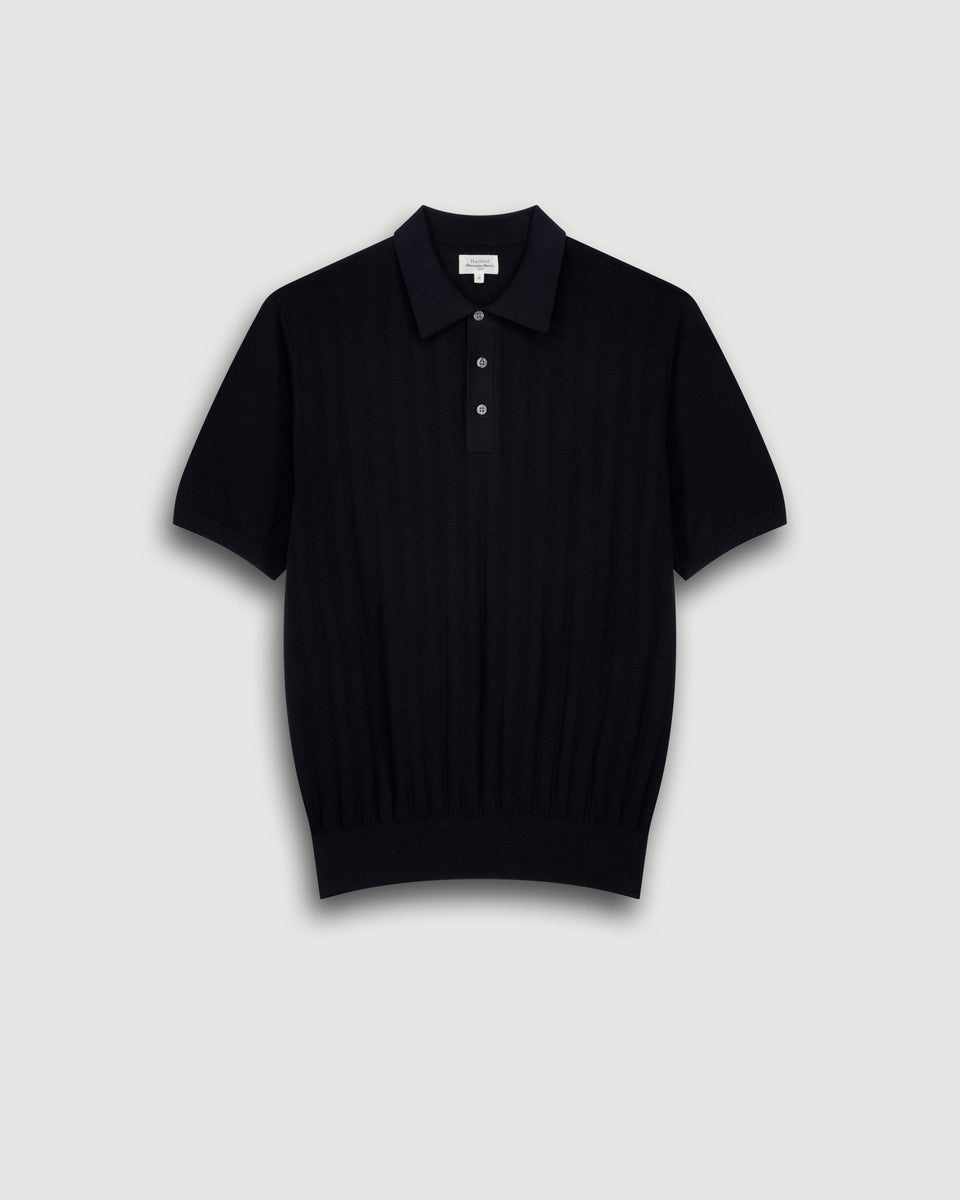 Polo Homme en maille retro Bleu Nuit - Image 3