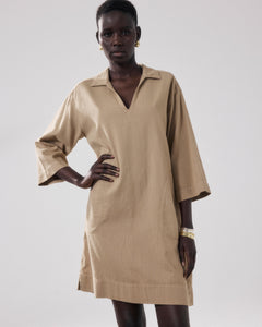 Robe Femme en Twill De Coton Beige Ralli