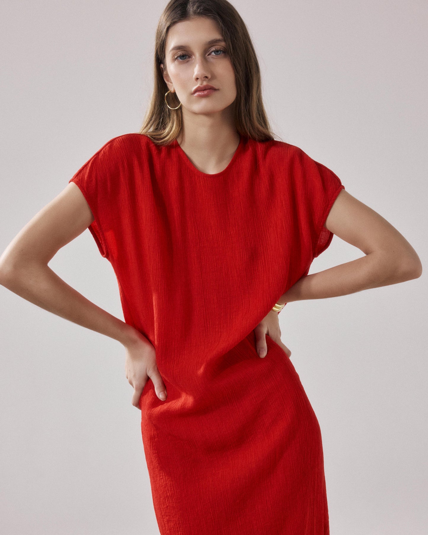 Robe Femme en Coton Rouge Ronda