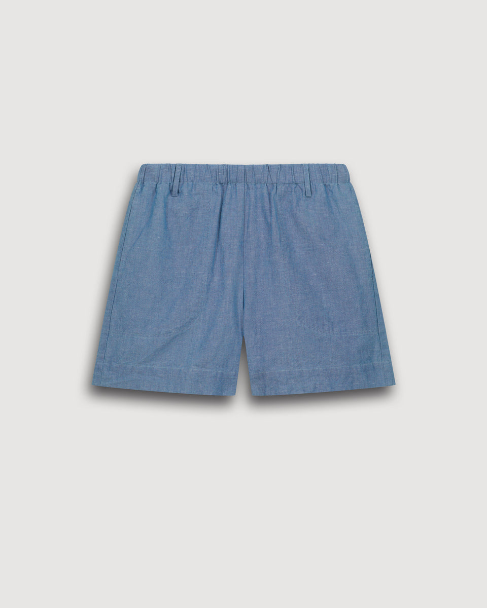 Short Femme en Chambray de Lin Bleu Denim Stefi - Image 3