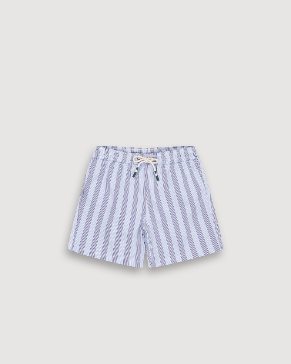 Maillot Garçon en Seersucker Bleu Achille - Image principale