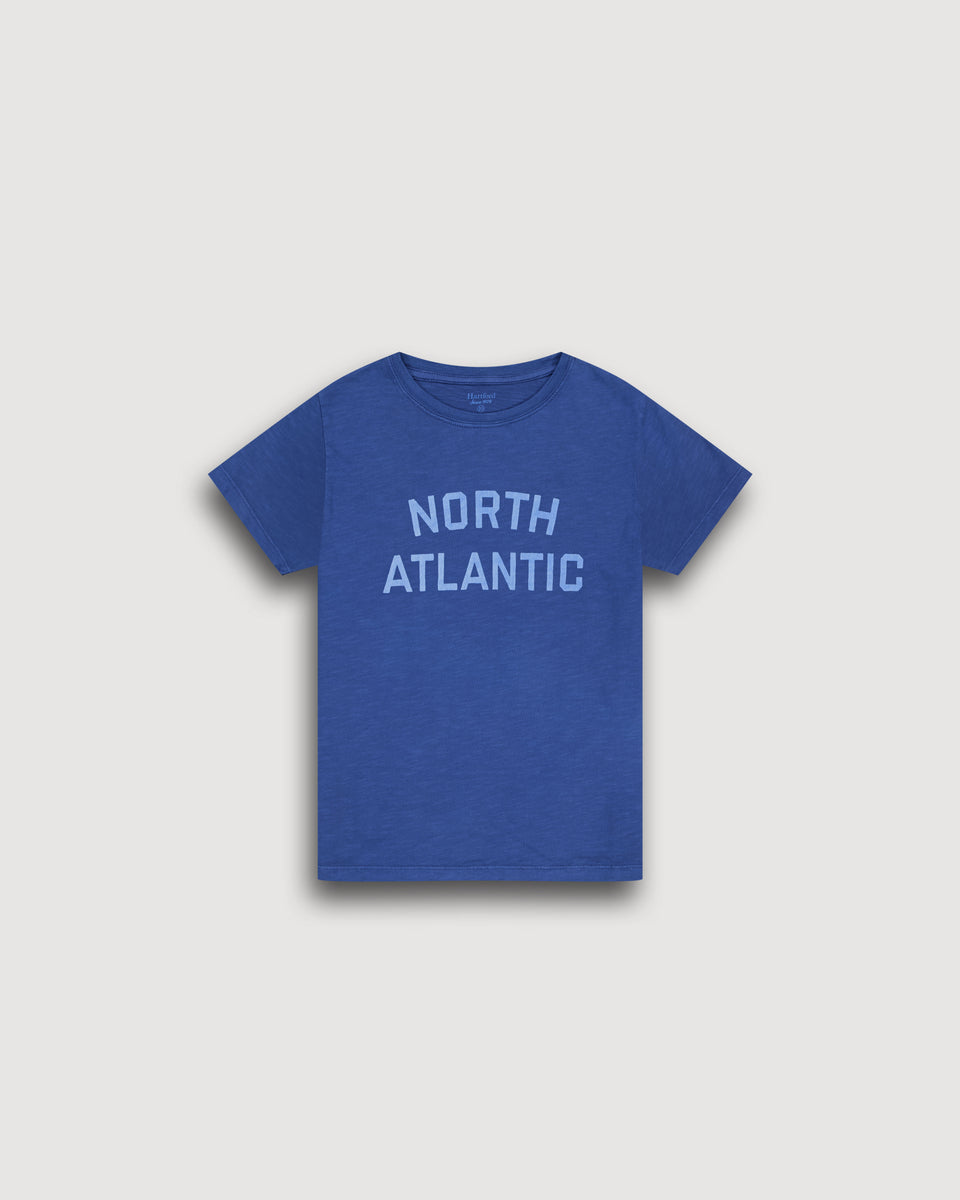 T-Shirt Garçon en Coton Slub Bleu Denim Atlantic Kid - Image principale