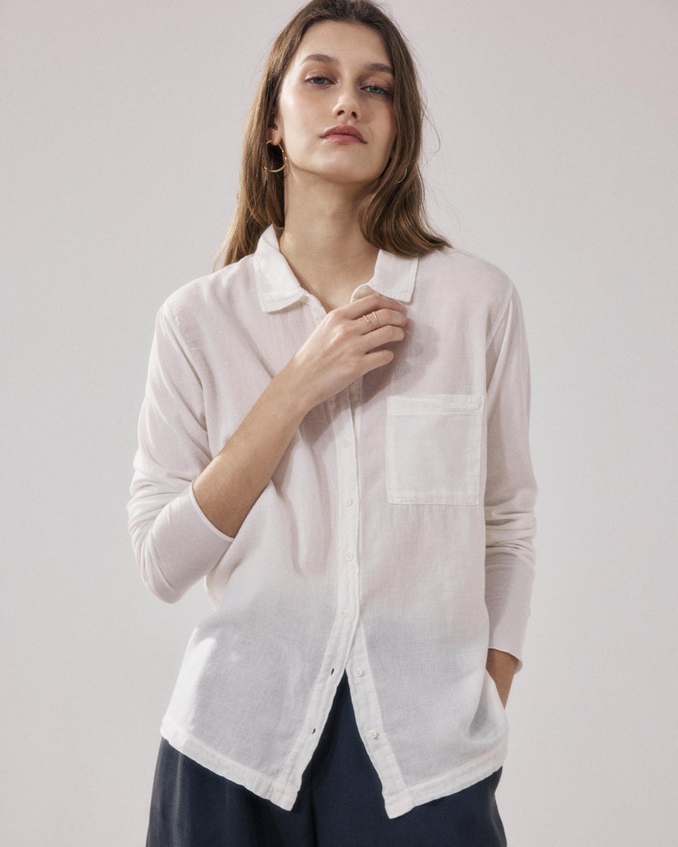 Chemise Femme en Coton Bi-Matière Ecru Tamy - Image principale