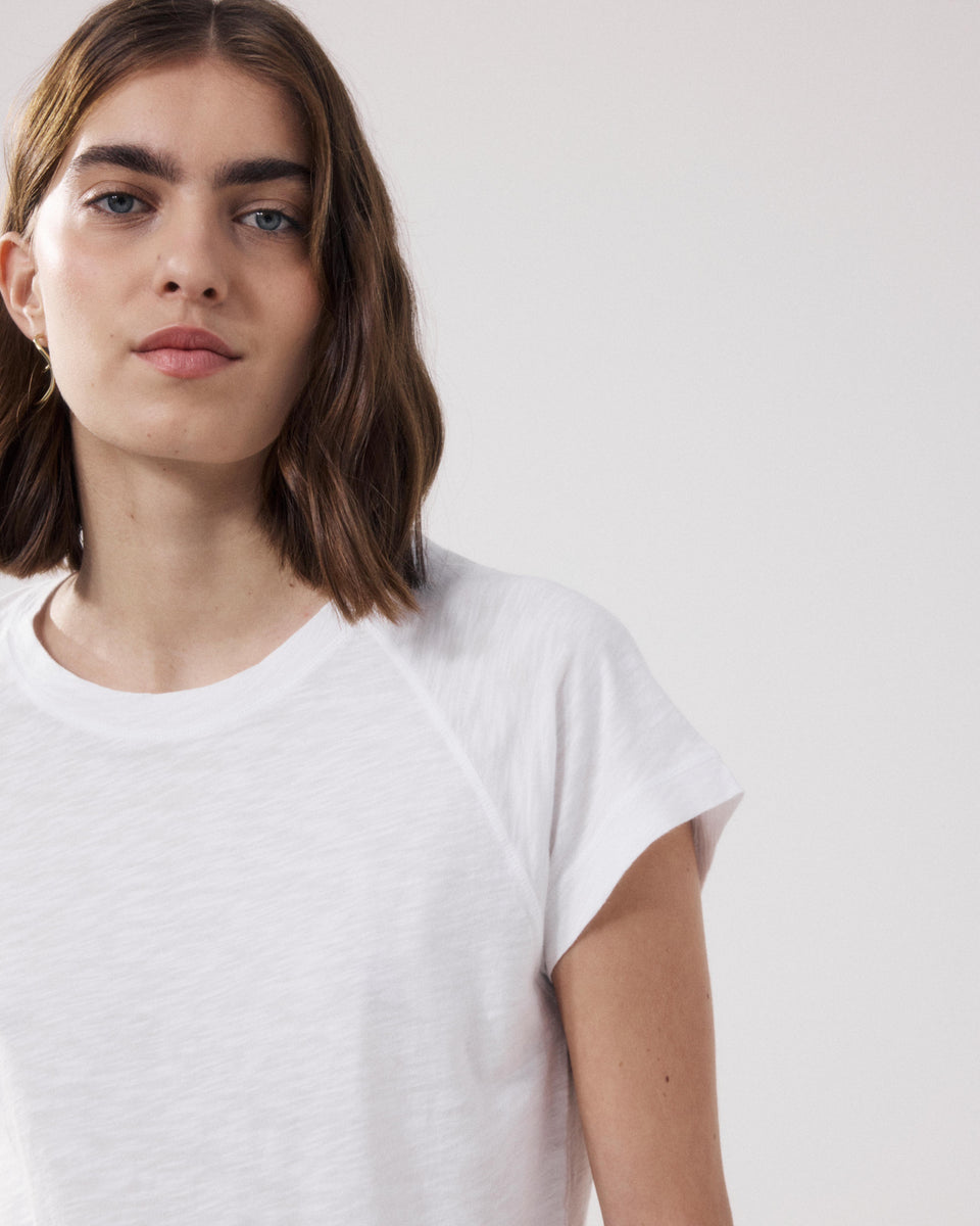 T-shirt Femme en Coton Flammé Blanc Teodal - Image alternative