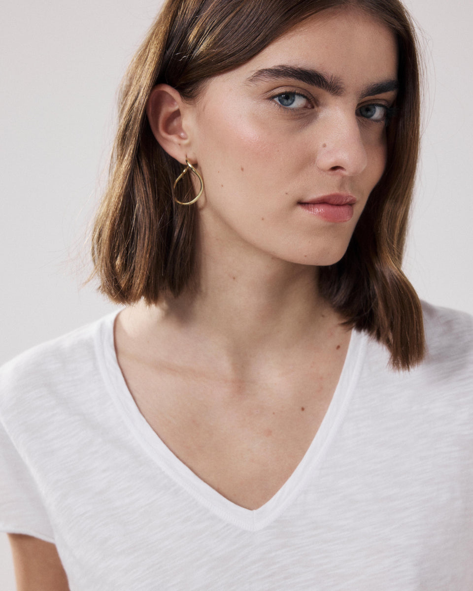 T-shirt Femme en Coton Flammé Blanc Tovony - Image alternative