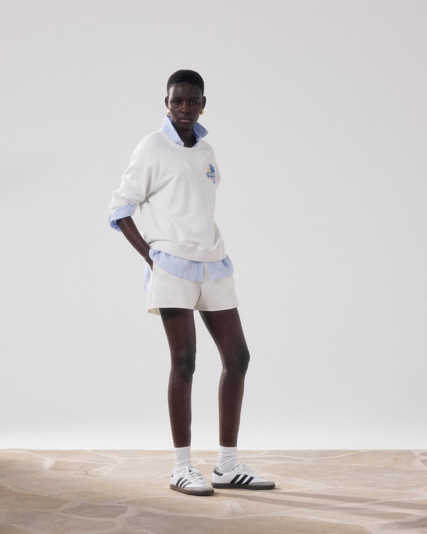 Sweatshirt Femme en Molleton Ecru Tatropic