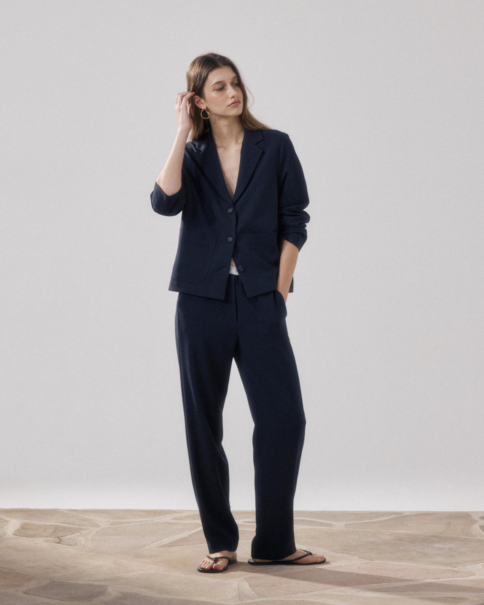 Veste Femme en Crepe Bleu Nuit Vizir - Image alternative