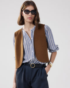 Gilet Femme en Laine Double Face Bronze Van
