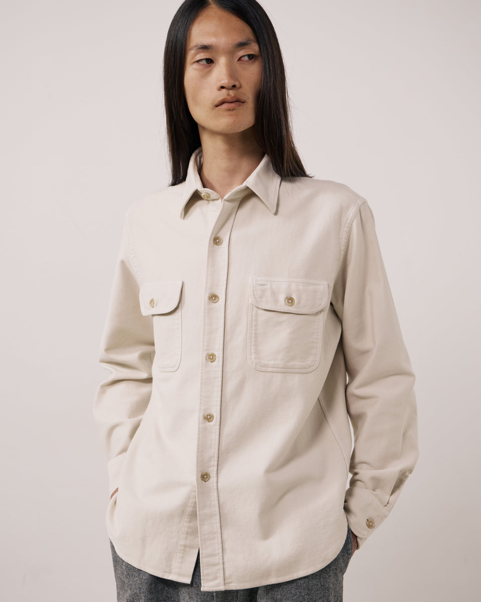Chemise Homme en Flanelle de Coton Ecru Paco - Image principale