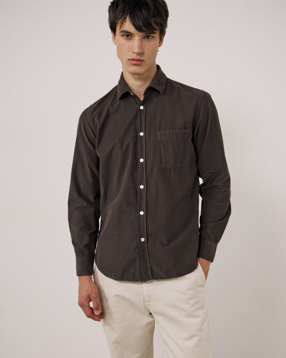 Chemise Homme en Velours Côtelé Fin Gris Storm - Image principale