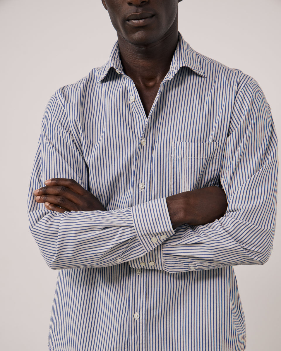 Chemise Homme en Popeline à Rayures Bleu Marine Paul - Image 3