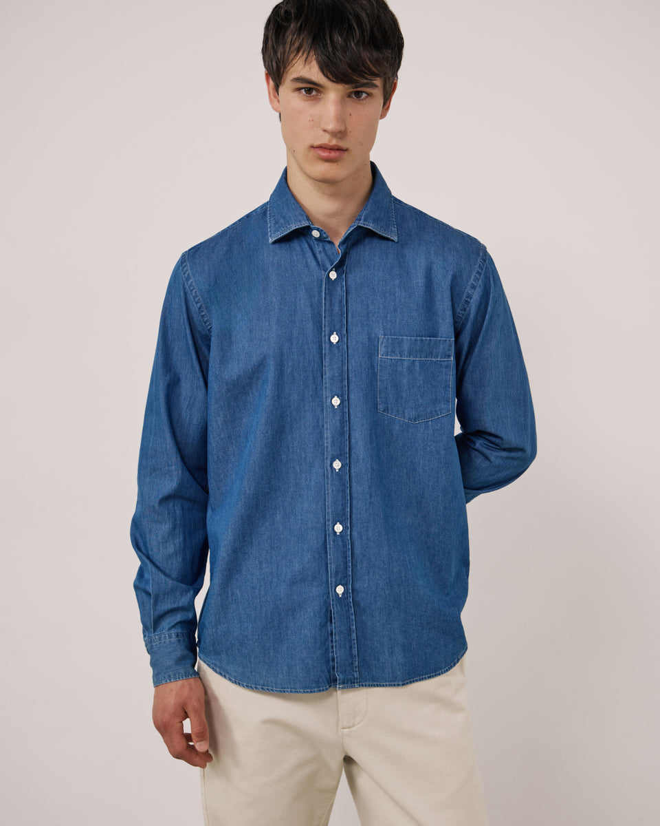 Chemise Homme en Denim Léger Bleu Indigo Paul - Image principale