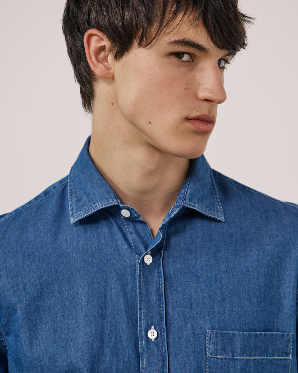 Chemise Homme en Denim Léger Bleu Indigo Paul - Image 2