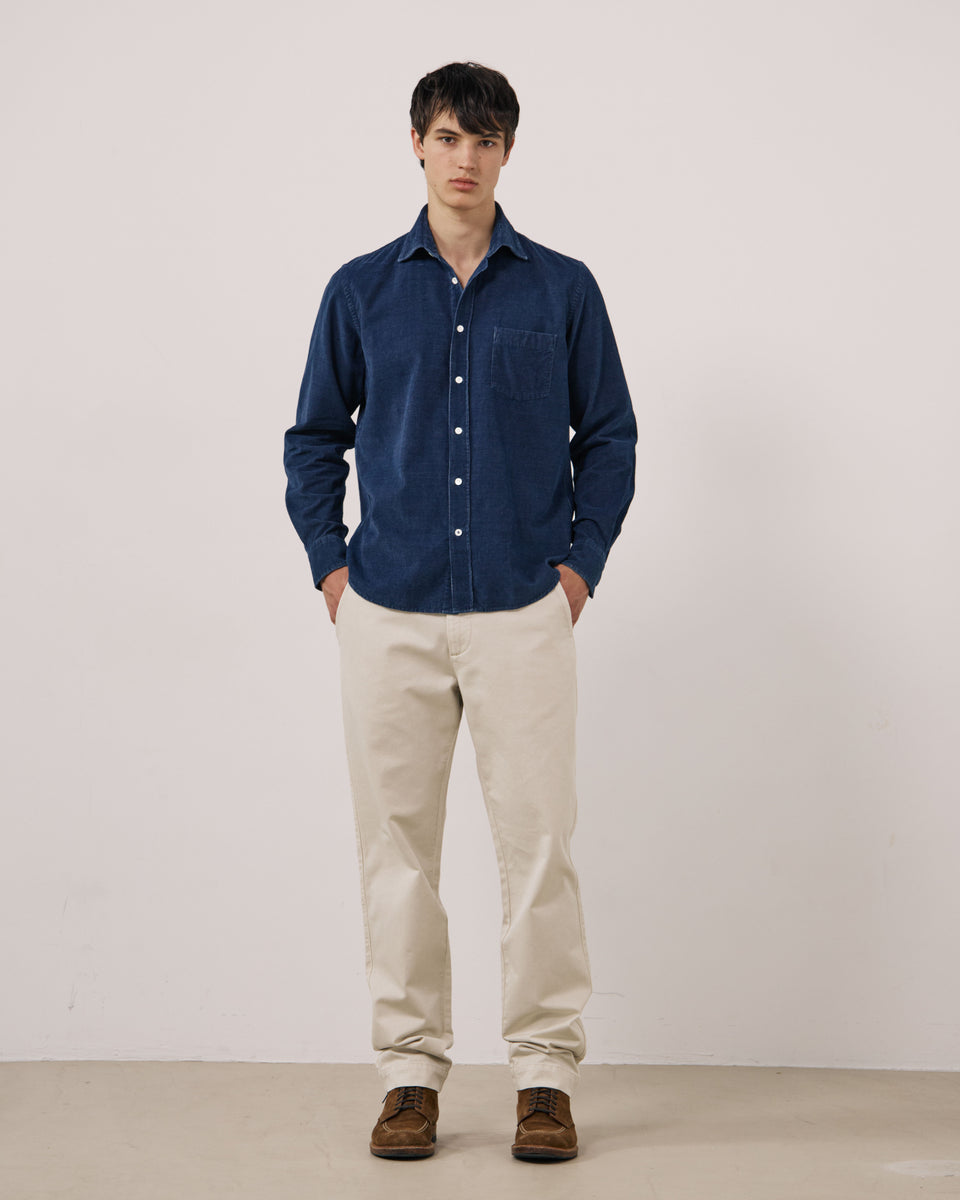Chemise Homme en Velours Côtelé Fin Bleu Indigo Paul - Image 2
