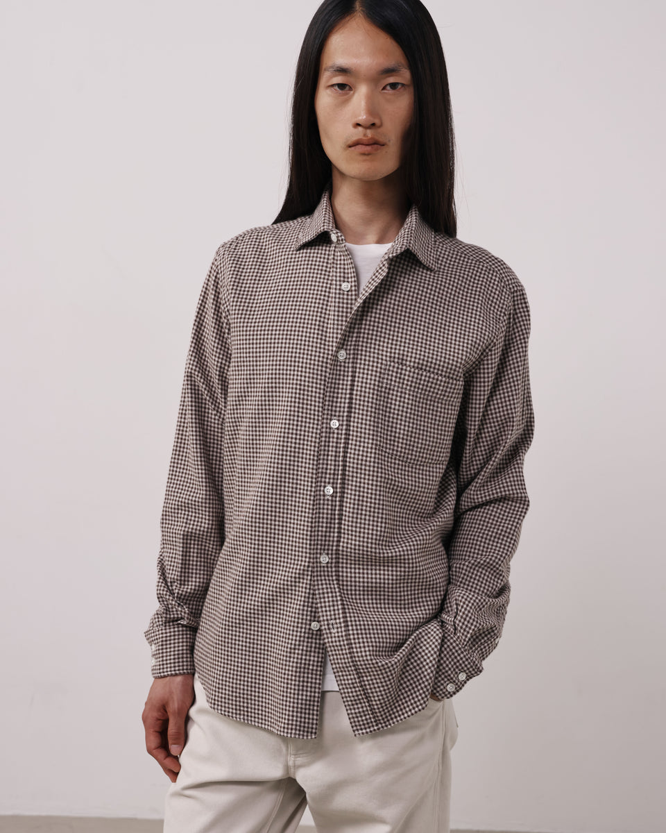 Chemise Homme en Flanelle à Carreaux Chocolat Paul - Image principale