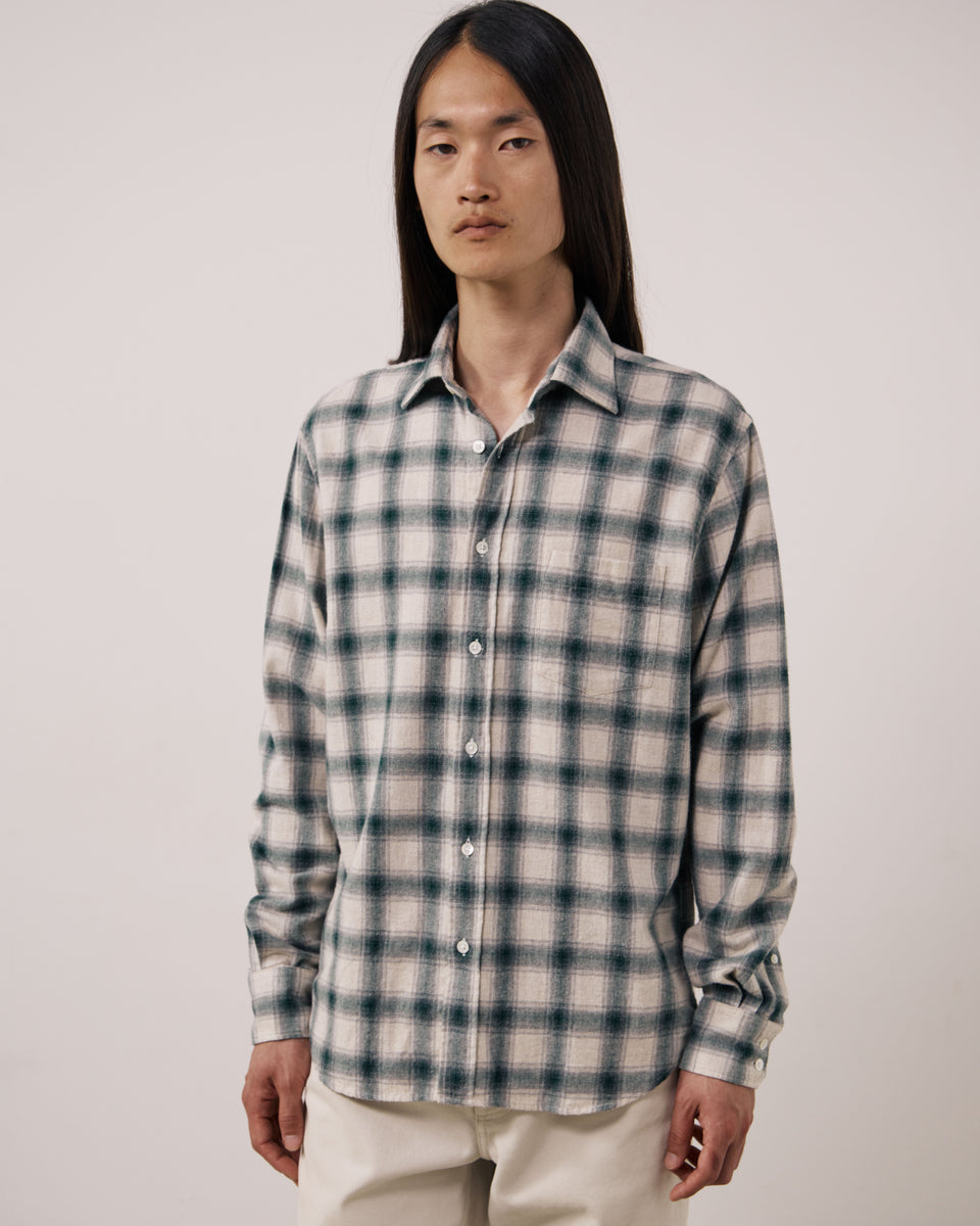 Chemise Homme en Flanelle à Carreaux Ecru & Vert Paul - Image principale