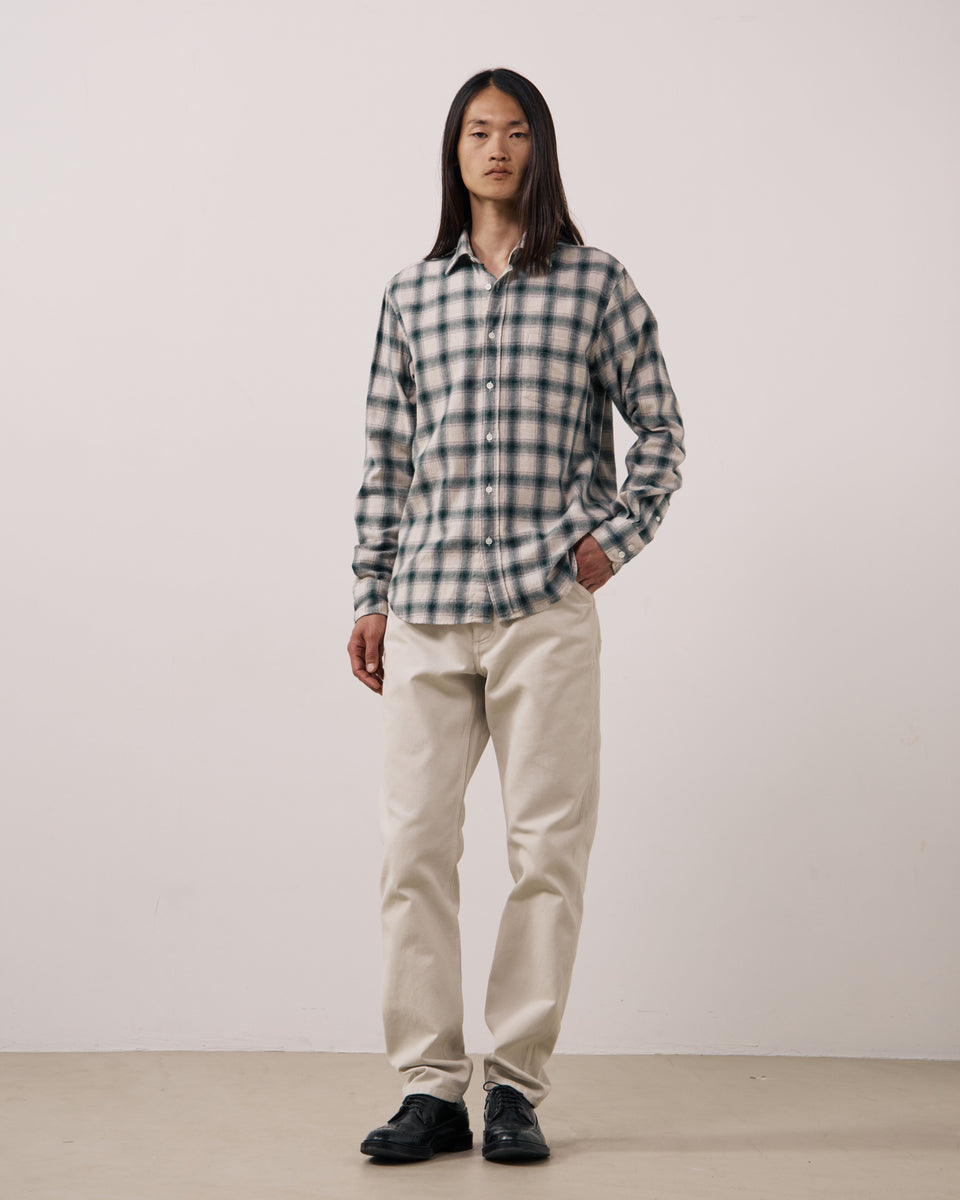 Chemise Homme en Flanelle à Carreaux Ecru & Vert Paul - Image 2
