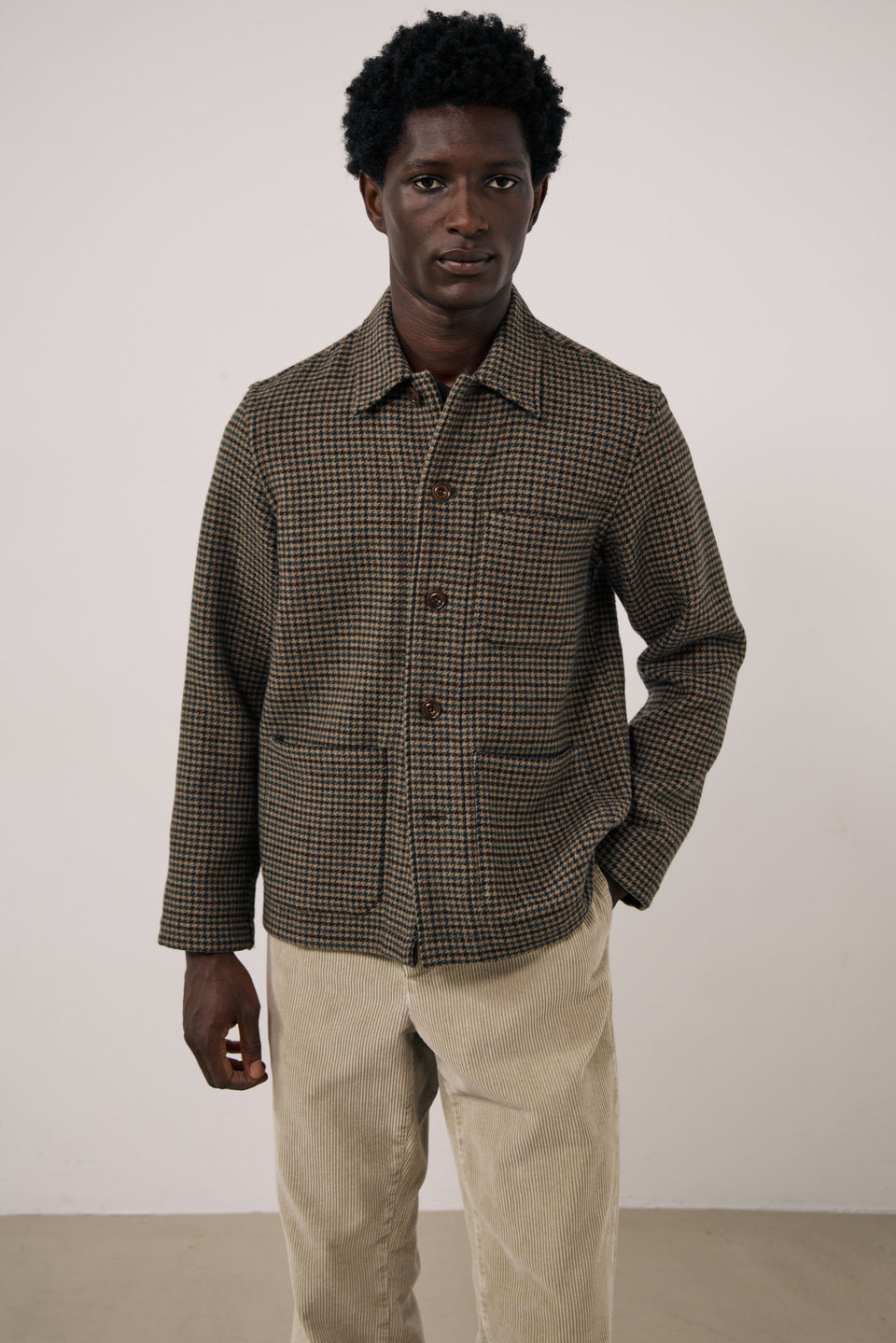 Veste Homme en Laine Double Face à Chevrons Marron Perry - Image principale