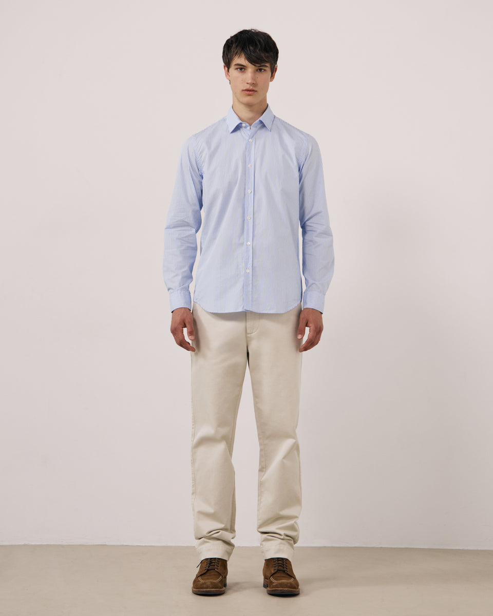 Chemise Homme en Popeline à Rayures Bleu Clair Sammy - Image 2