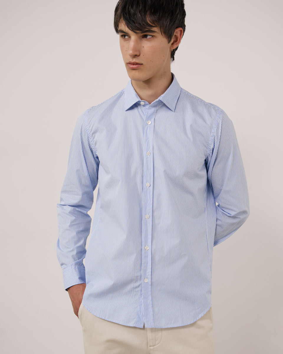 Chemise Homme en Popeline à Rayures Bleu Clair Sammy - Image 3