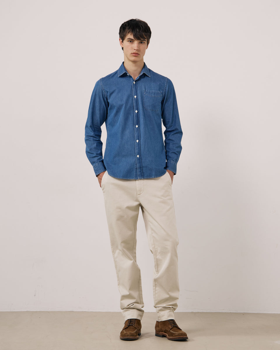 Chemise Homme en Denim Léger Bleu Indigo Storm - Image 2