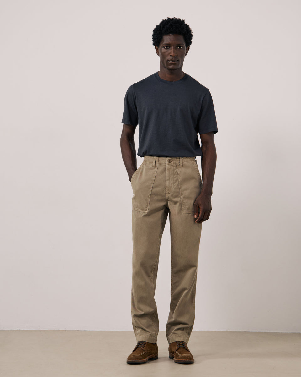 Pantalon Homme en Coton à Chevrons Beige Fatigue - Image principale