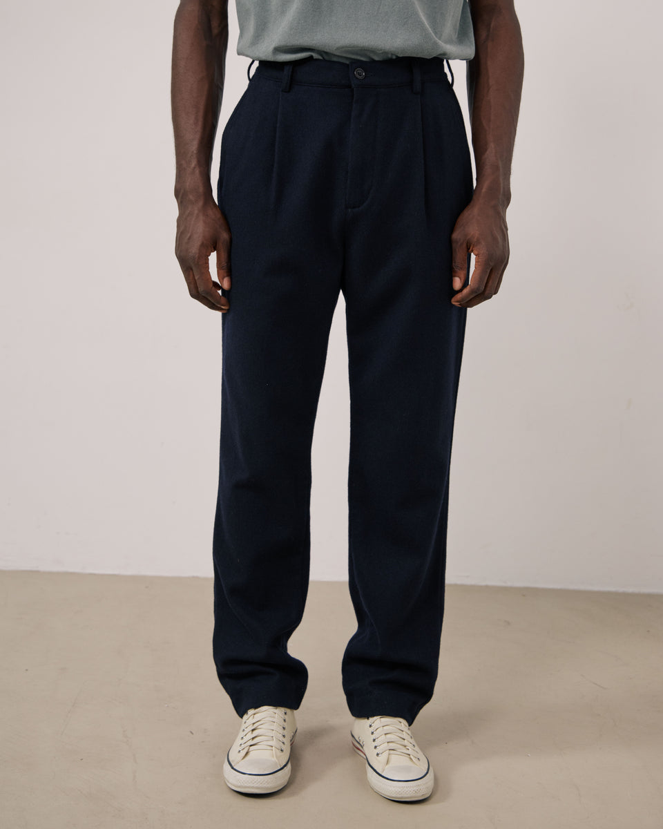 Pantalon Homme en Flanelle de laine Bleu Marine Task - Image 2