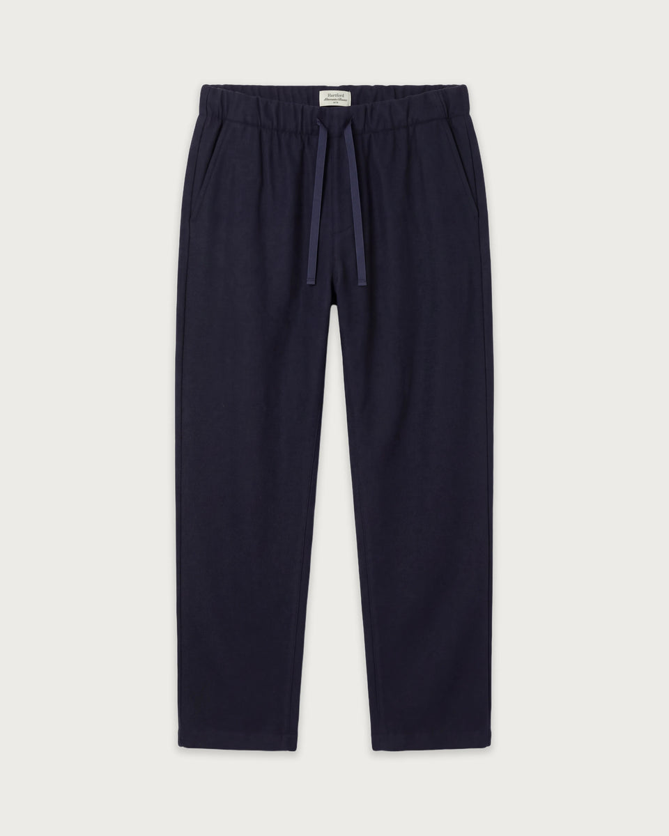 Pantalon Homme en Flanelle de laine Bleu Marine Joggy - Image 3