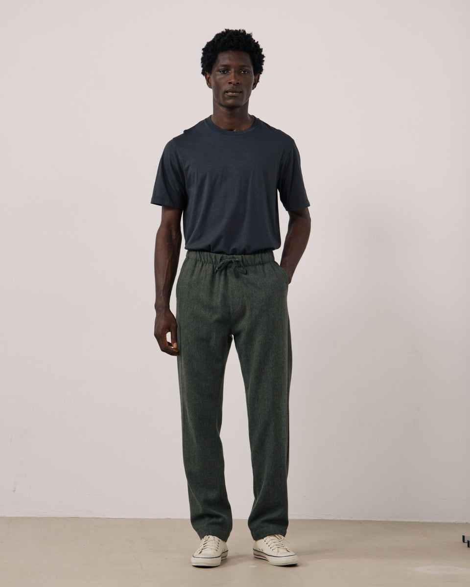 Pantalon Homme en Flanelle de laine Vert Militaire Joggy - Image principale
