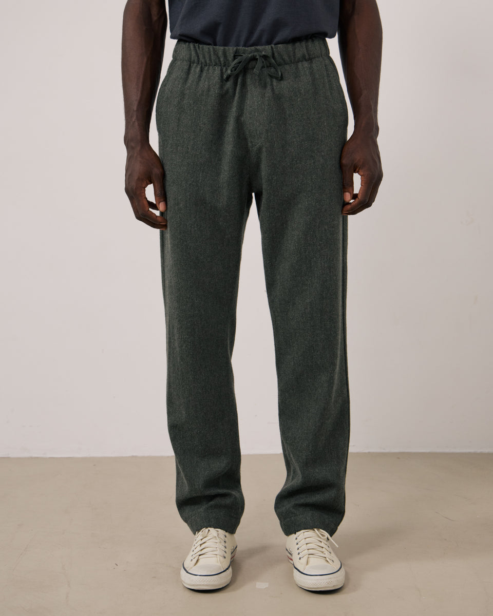 Pantalon Homme en Flanelle de laine Vert Militaire Joggy - Image 2