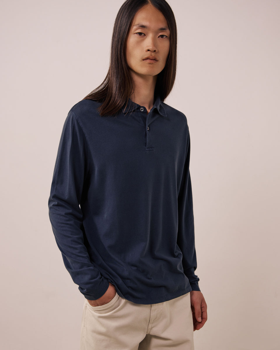Polo Homme en Jersey de Lyocell & Coton Bleu Nuit - Image principale