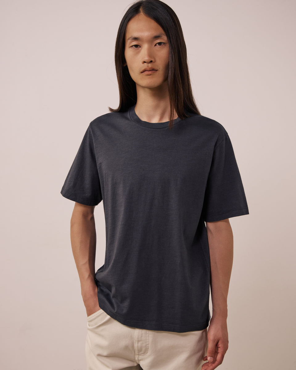T-shirt Homme en Coton Slub Carbone Crew - Image principale