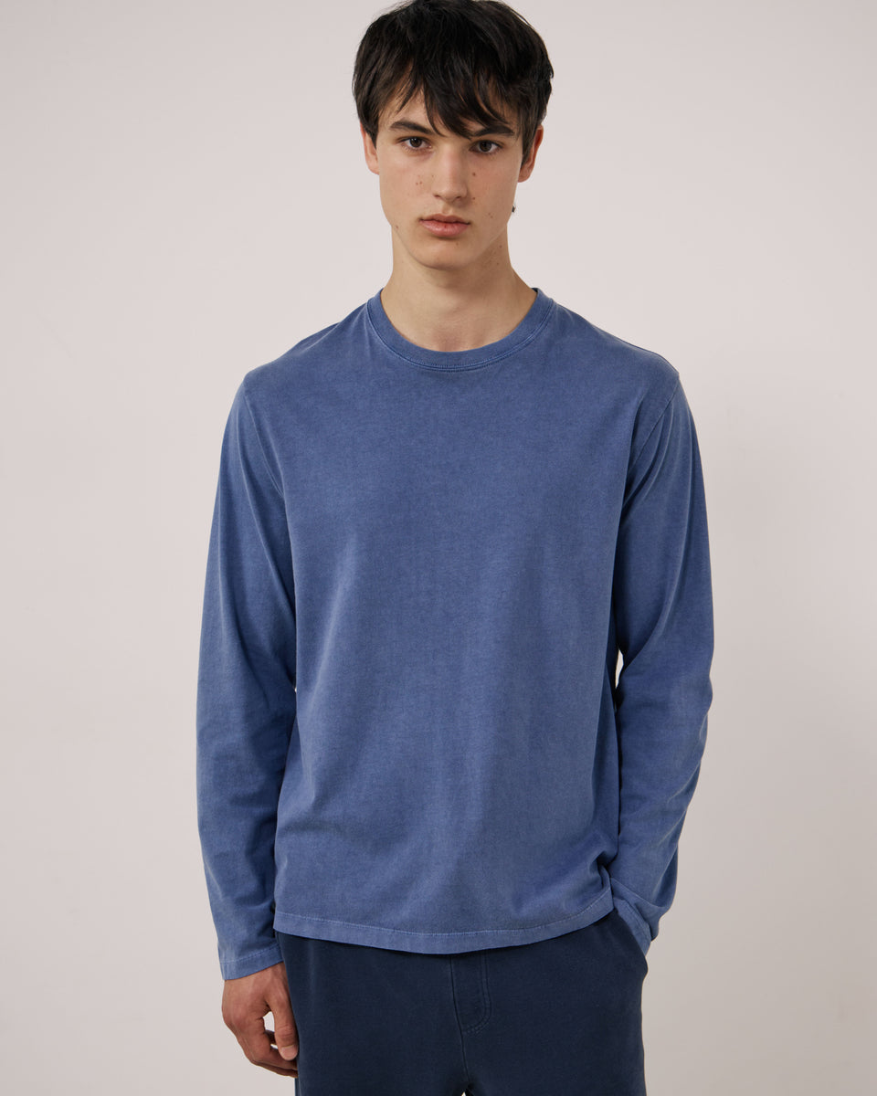 T-shirt Homme en Jersey de Coton Bleu Denim - Image principale