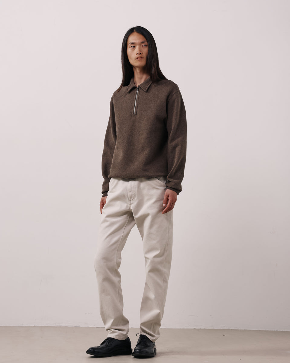 Sweatshirt Homme en Molleton Brossé Marron Polo - Image 2