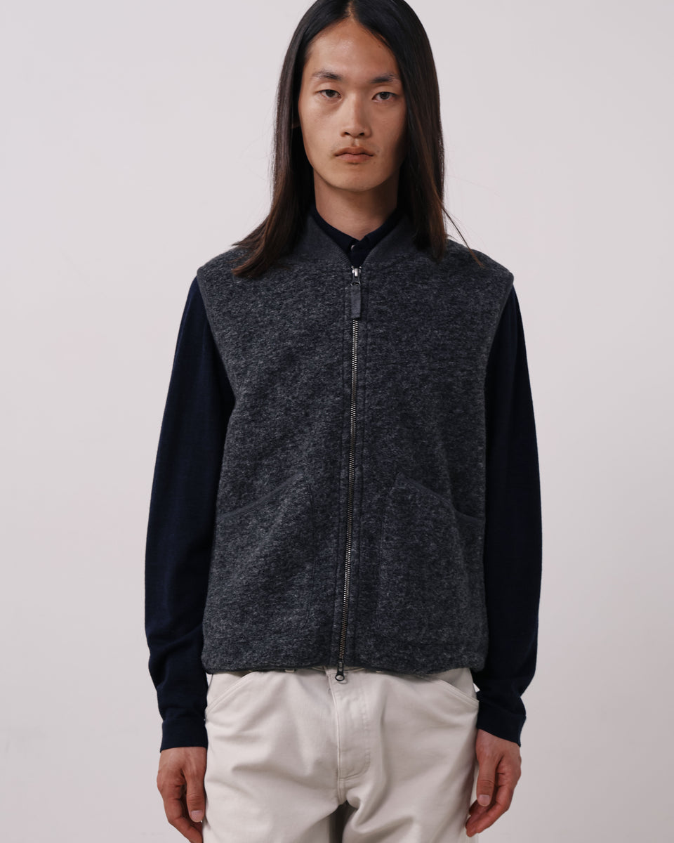 Gilet Homme en Laine Bouillie Carbone - Image principale