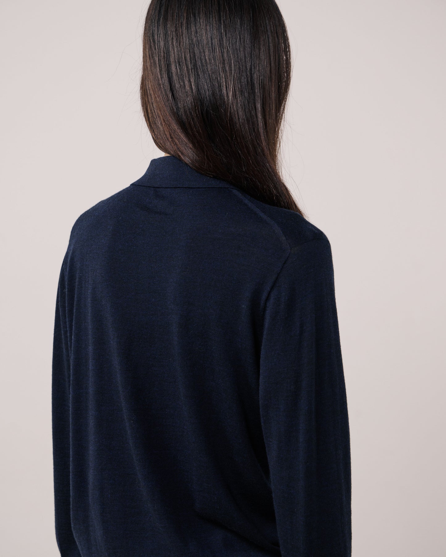 Pull Homme en Laine Extrafine Bleu Marine Merino Polo