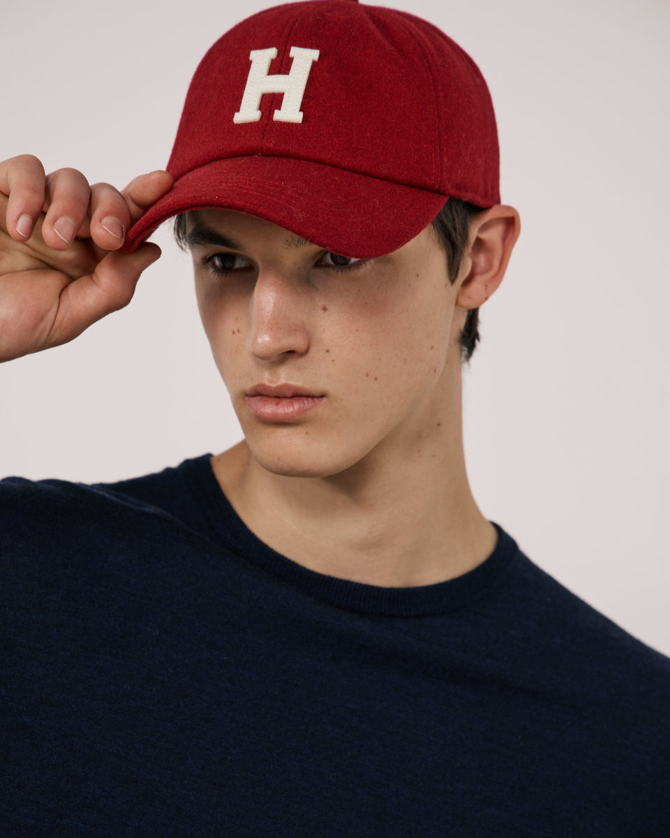 Casquette Homme en Laine Mélangée Rouge - Image 2