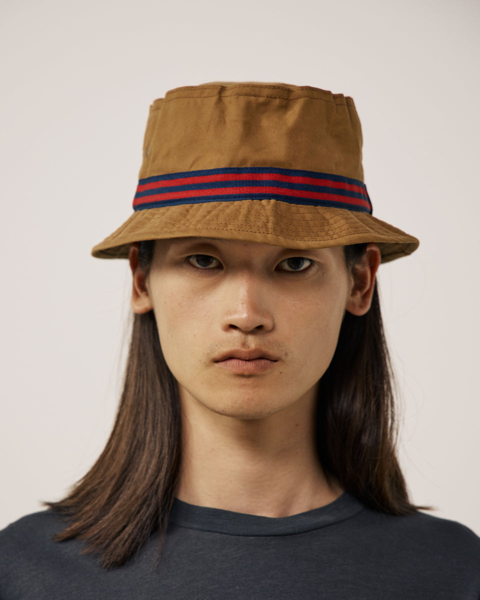 Chapeau Homme en Gabardine de Coton Camel Pork Pie - Image principale