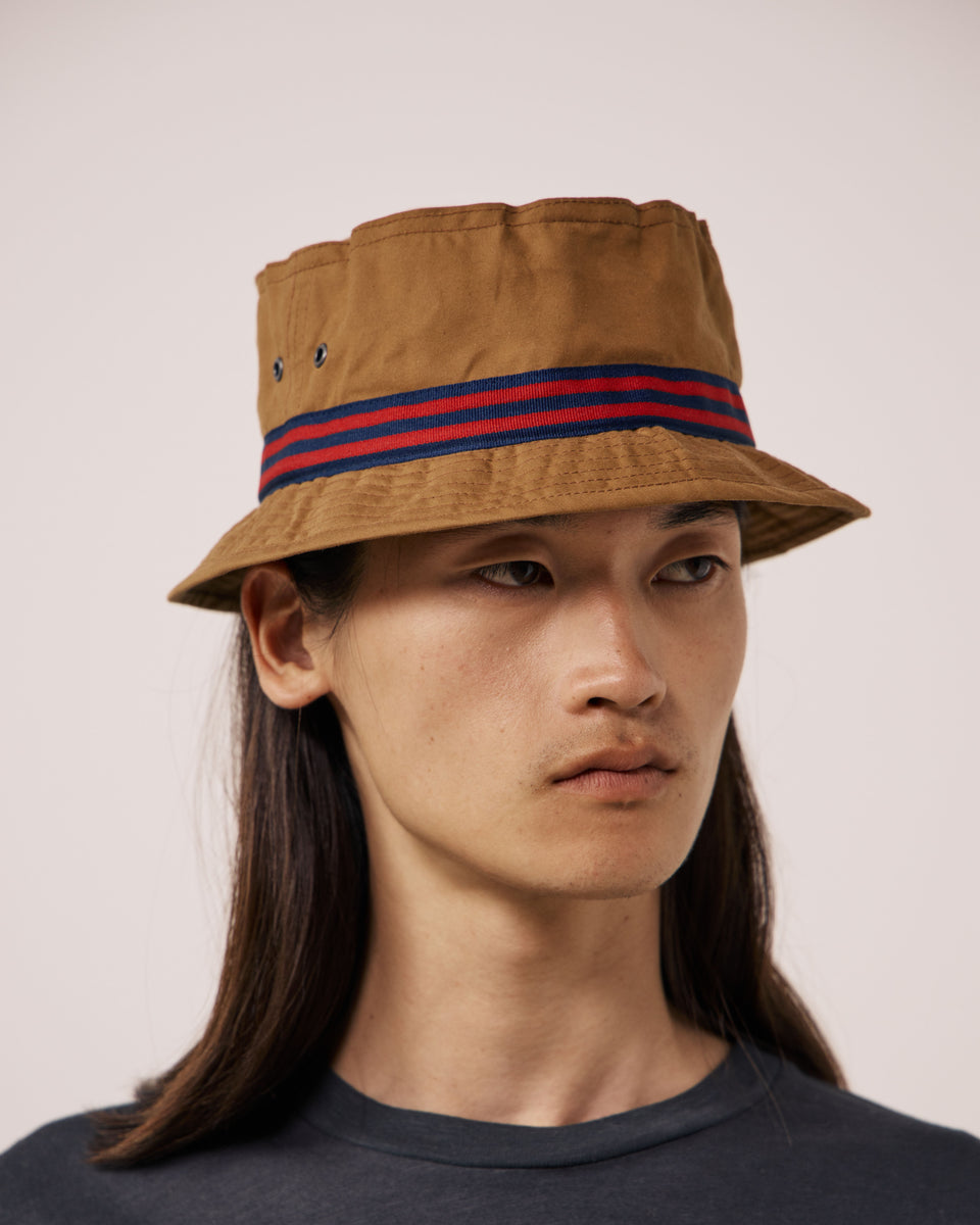 Chapeau Homme en Gabardine de Coton Camel Pork Pie - Image 2