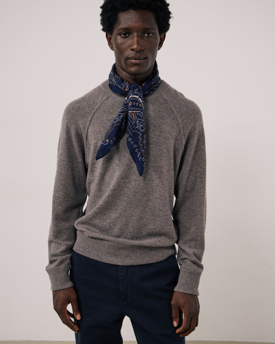 Echarpe Homme en Laine imprimée Paisley Bleu Marine Bandana - Image principale