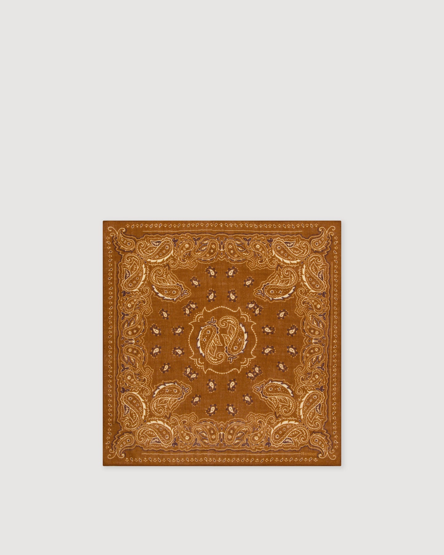 Echarpe Homme en Laine imprimée Paisley Marron Bandana