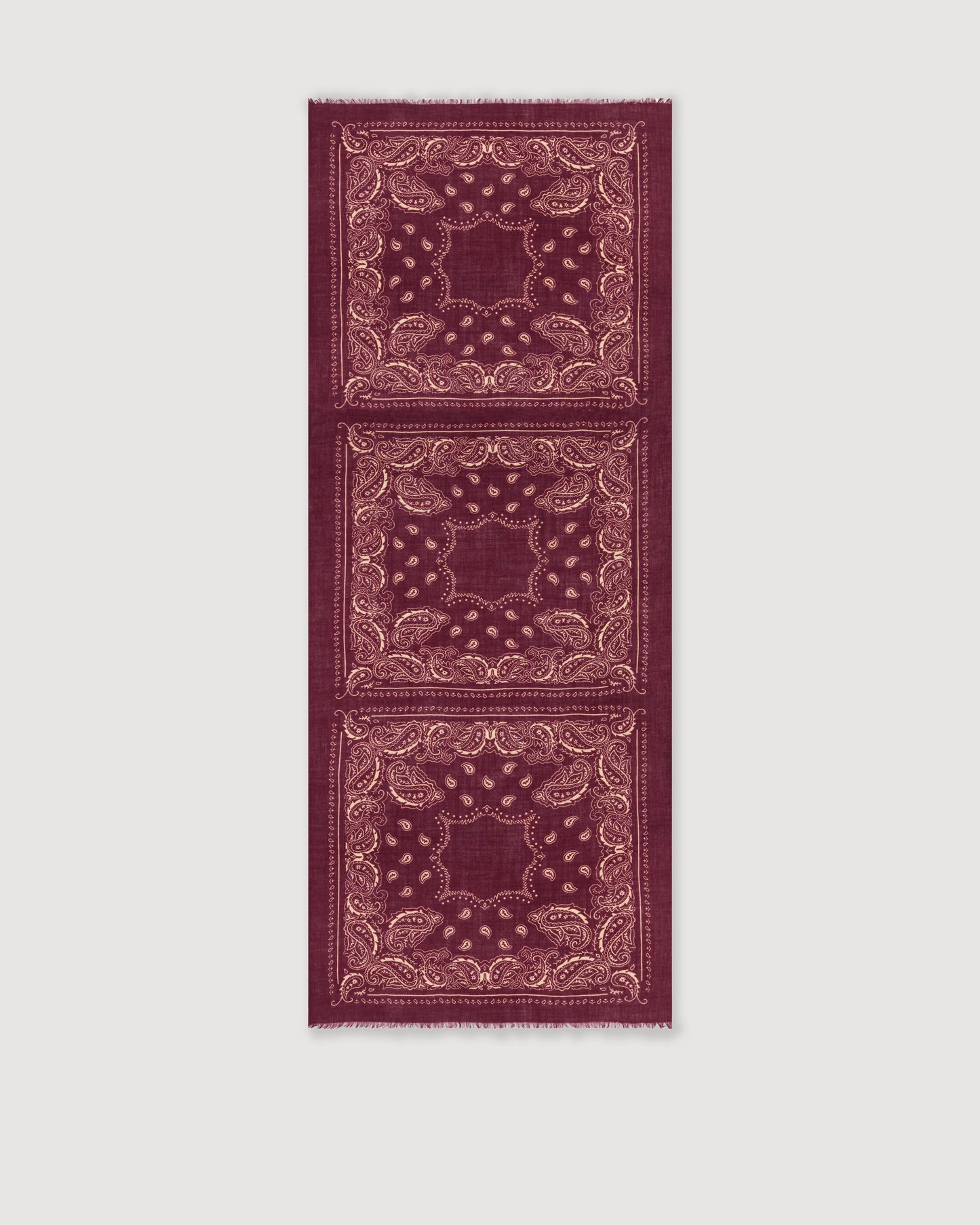 Echarpe Homme en Laine imprimée Paisley Bordeaux Bandana