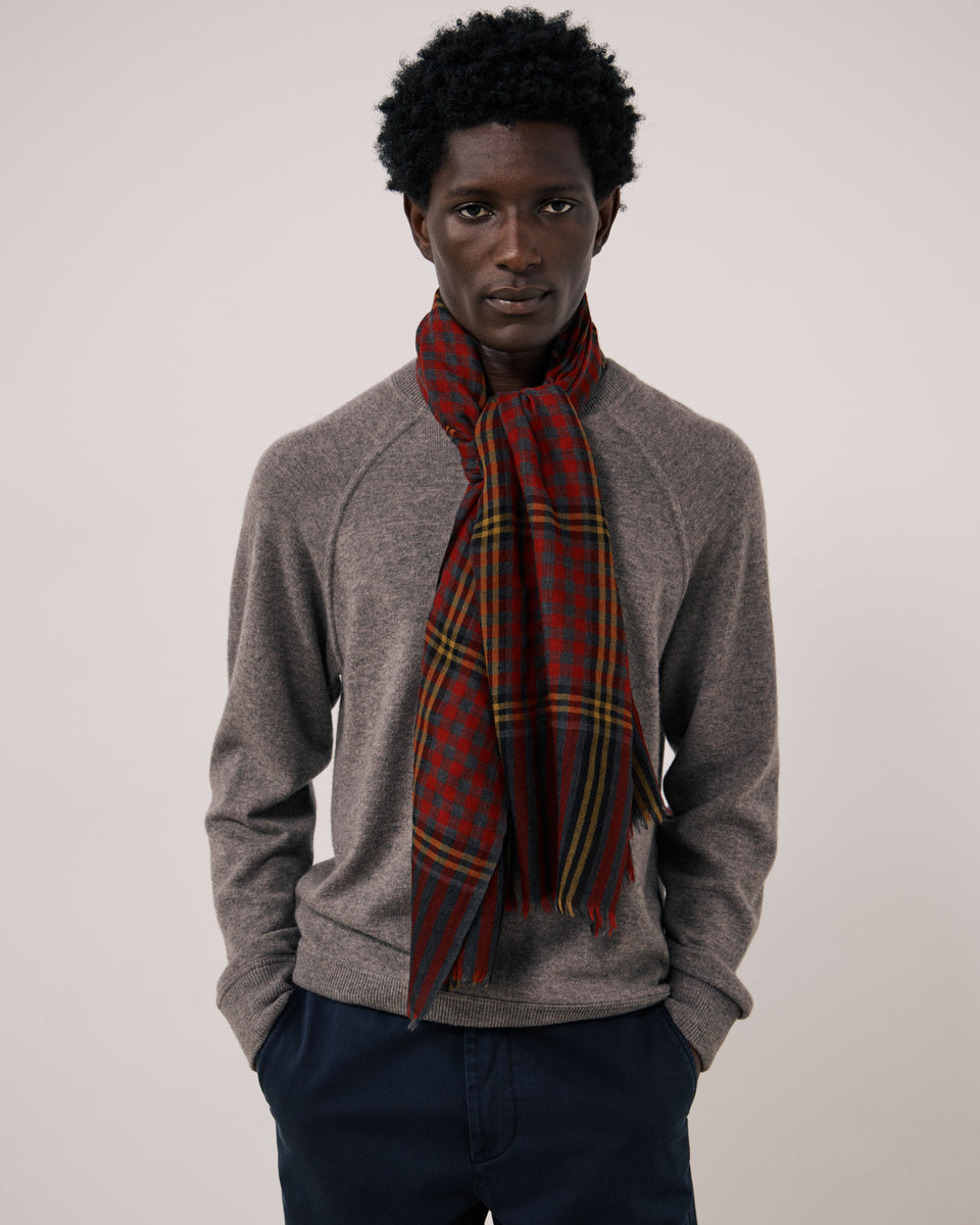 Echarpe Homme en Laine à Carreaux Tartan Rouge Tartan - Image principale
