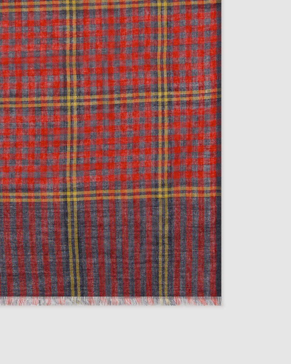 Echarpe Homme en Laine à Carreaux Tartan Rouge Tartan - Image 3