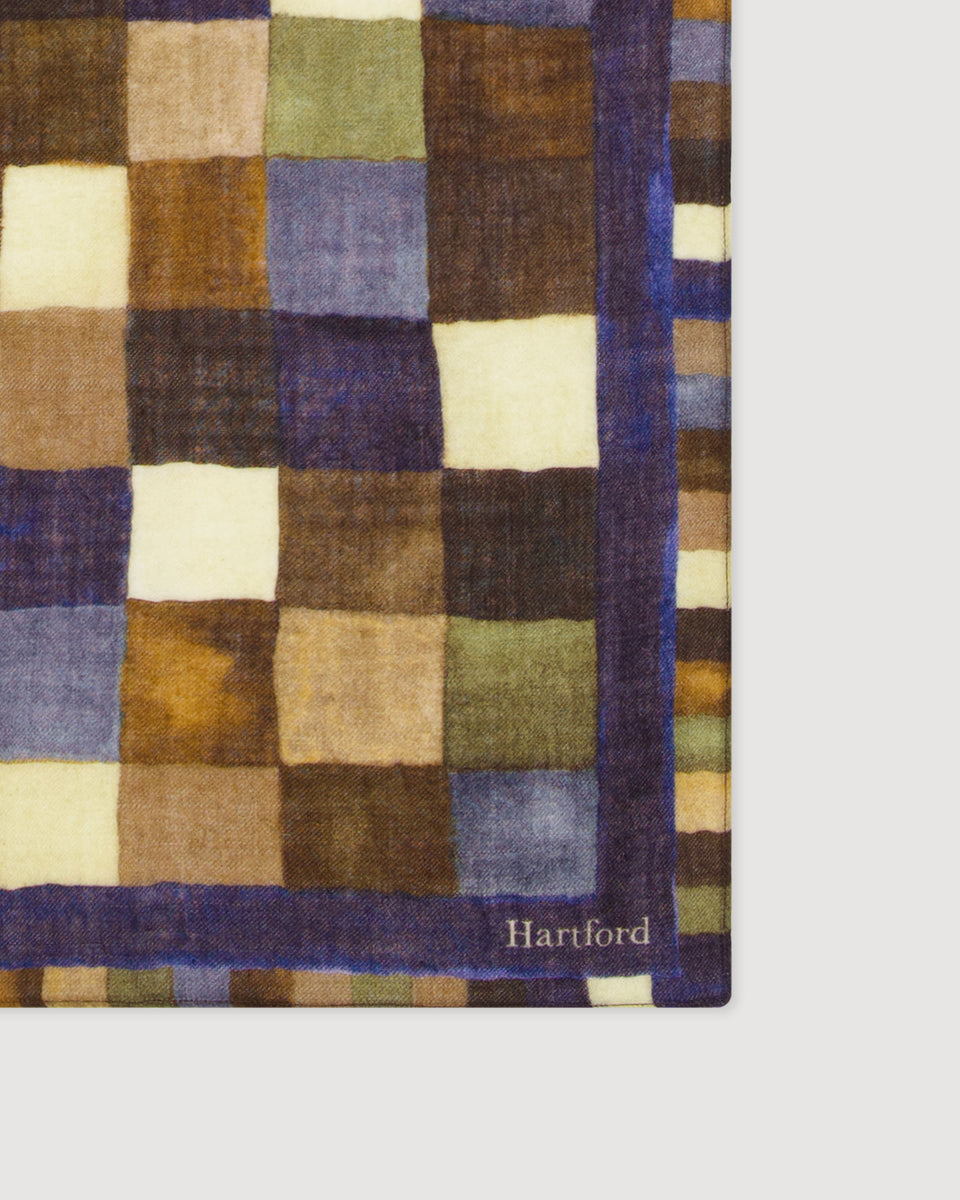 Echarpe Homme en Laine imprimée Géométrique Bleu Bandana - Image 3